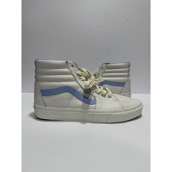 Size 8 - Vans Sk8- Vintage Leather High Blanc de Blanc Blue